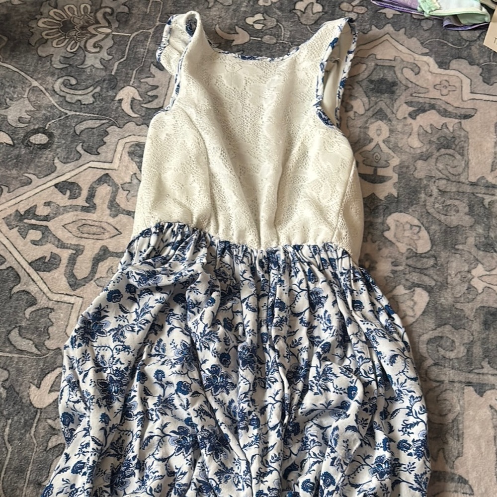 Floral Blue and White Kids Dress